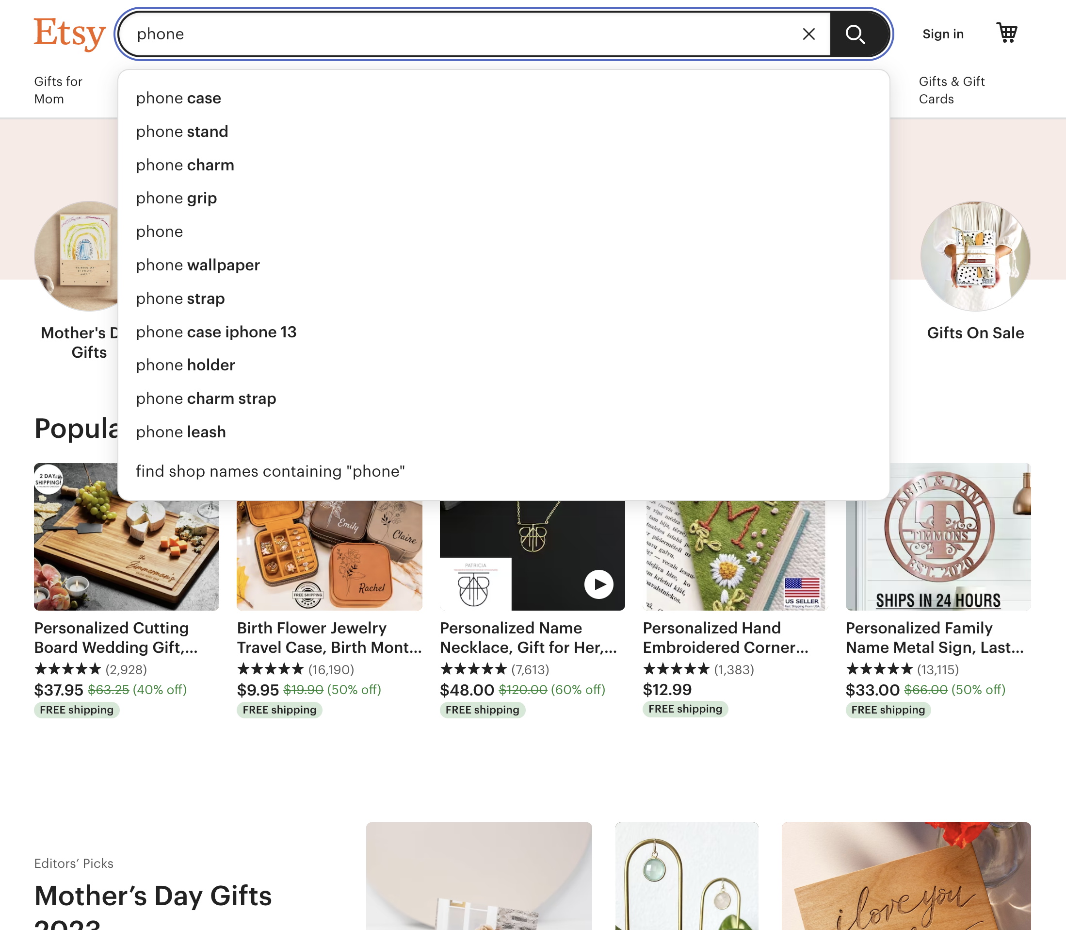 Etsy’s Suggestions 133 of 760 Suggestions